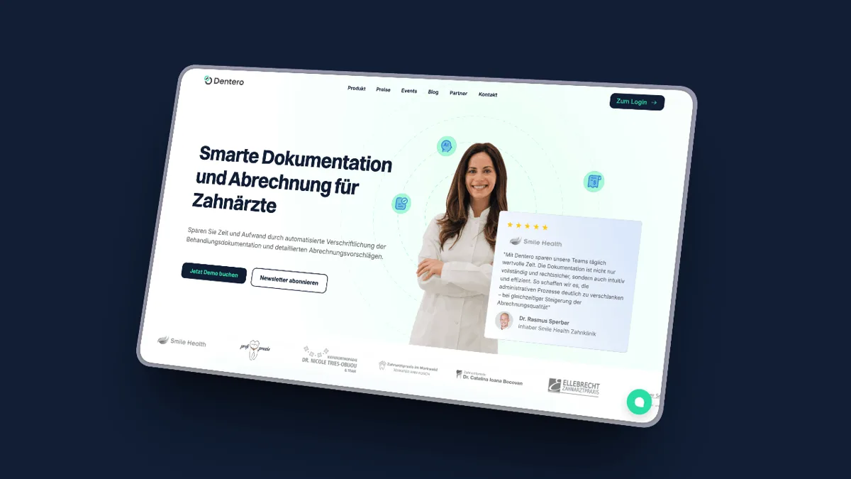 Dentero website shown in the Montenegro Studio portfolio