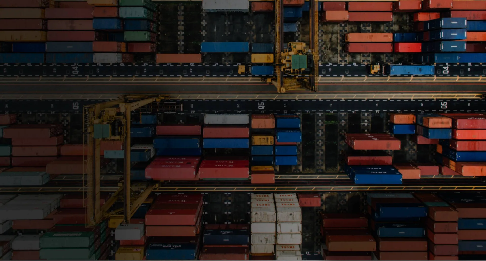 Aerial view of shipping containers at a port