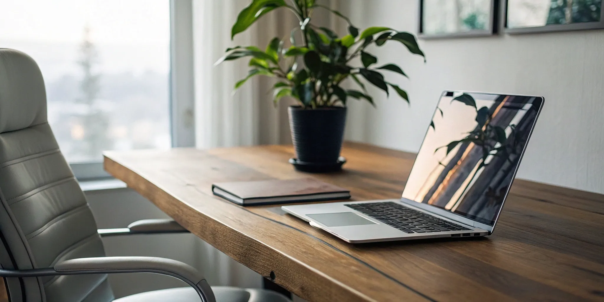 Authoring structured content on a laptop in a modern, organized workspace.
