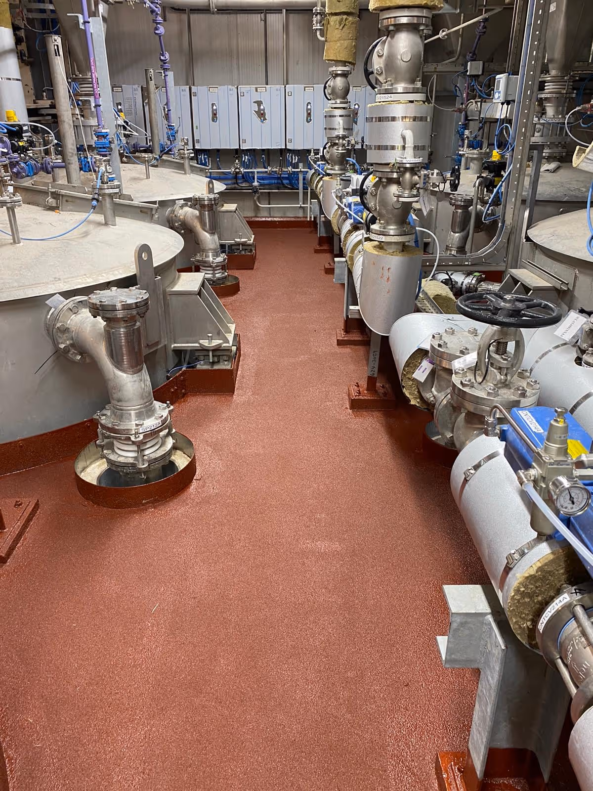 PU screen bund lining inside chemical factory