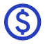 Image illustrating a blue line-art icon depicting a classical building with a triangular roof and vertical columns, representing a bank 