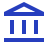 Image illustrating a blue line-art icon depicting a classical building with a triangular roof and vertical columns, representing a bank 