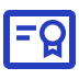 Image illustrating a blue line-art icon depicting a classical building with a triangular roof and vertical columns, representing a bank 