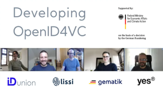 Entwicklung von OpenID4VC: Videocall mit Beteiligten von IDunion, Lissi, gematik und yes®, gefördert durch das Bundesministerium für Wirtschaft und Klimaschutz