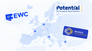 Europakarte mit den EU Large-Scale Pilots EWC, POTENTIAL und WE BUILD, an denen Lissi beteiligt ist