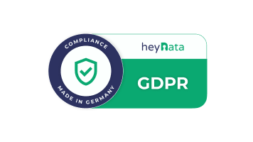 DSGVO-Compliance-Siegel von heyData, made in Germany
