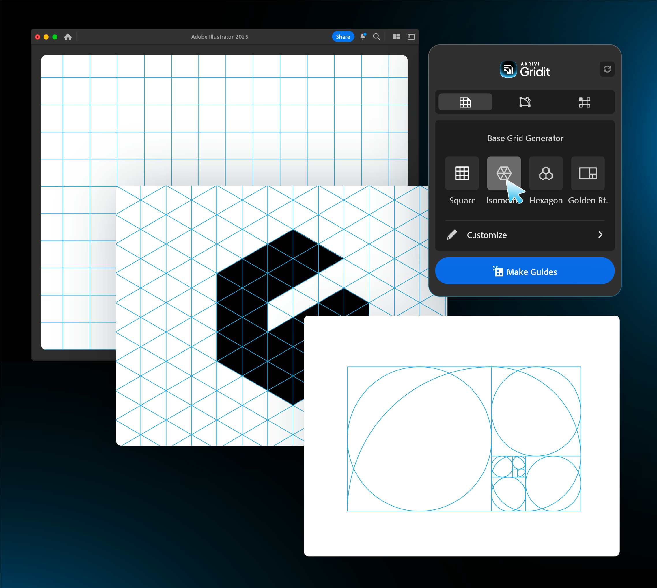 Gridit Base Grid Generator Adobe Illustrator Plugin Generating square, golden ration and isometric logo grids