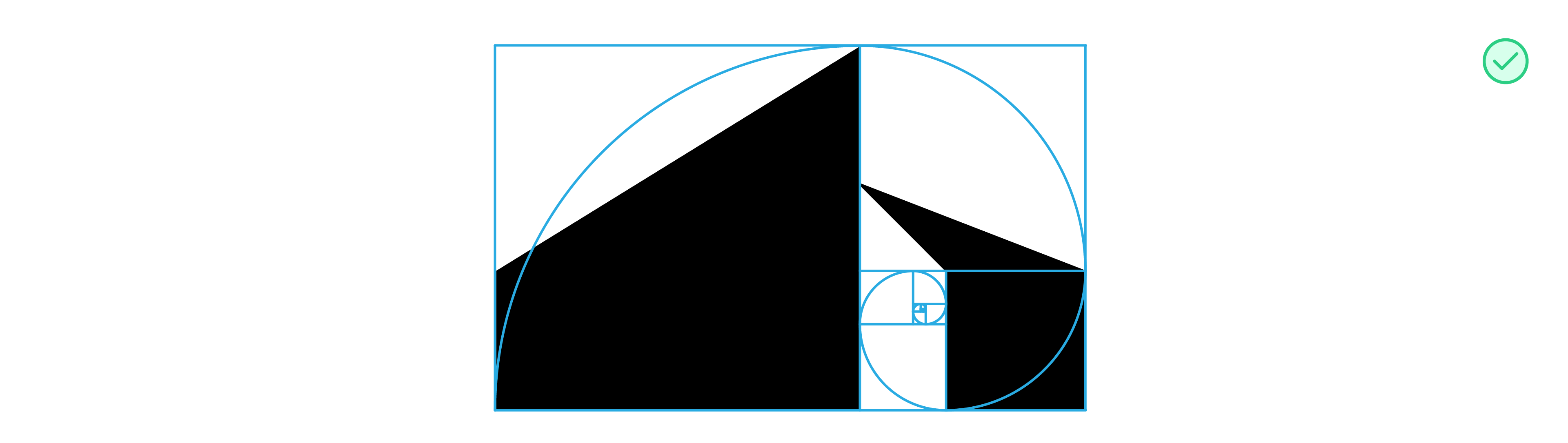 a logo on a canvas with a golden ratio as base grid