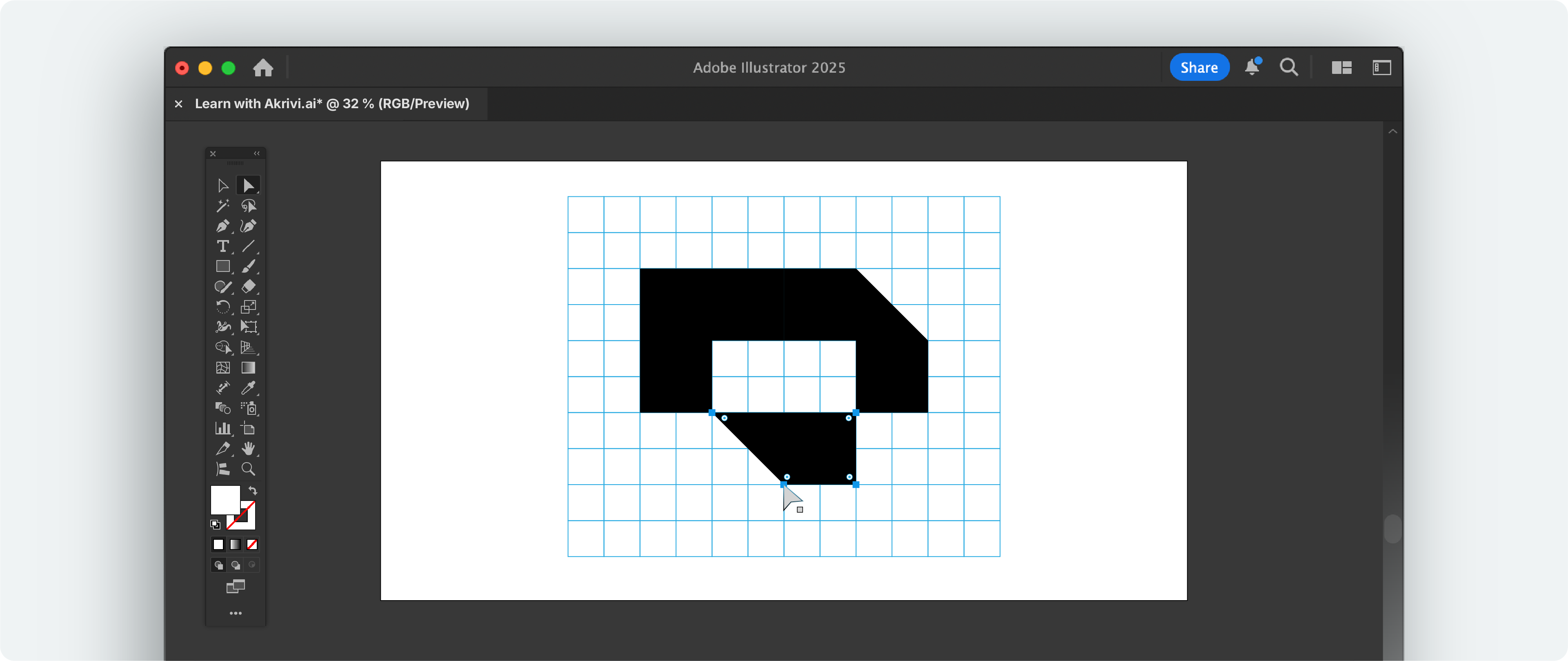 Early logo sketch on a base grid, demonstrating how design elements follow the grid lines.