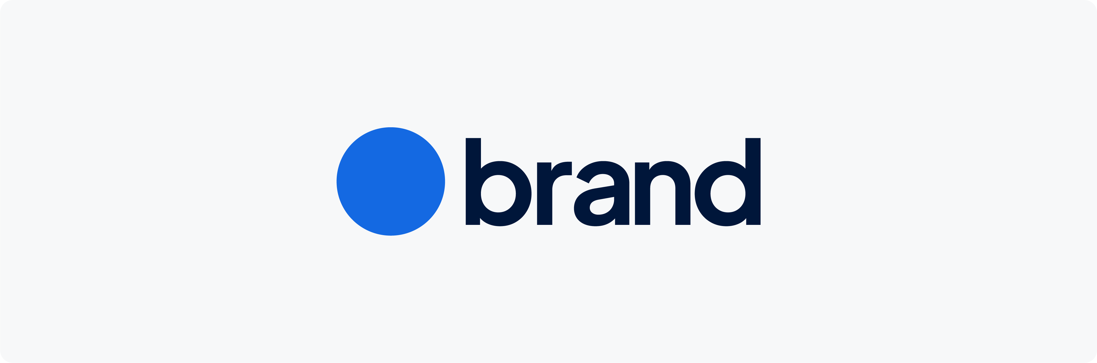 The primary logo for a brand, showing a blue circle logomark next to the 'brand' logotype, a key element of branding design.