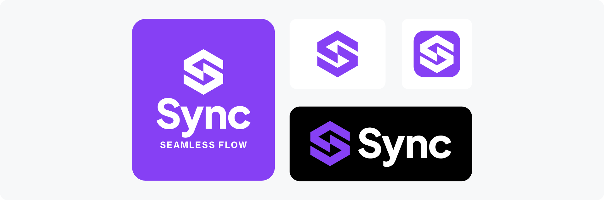 The final logo system for the 'Sync' brand, including the primary logo, app icon, and lockup variations.