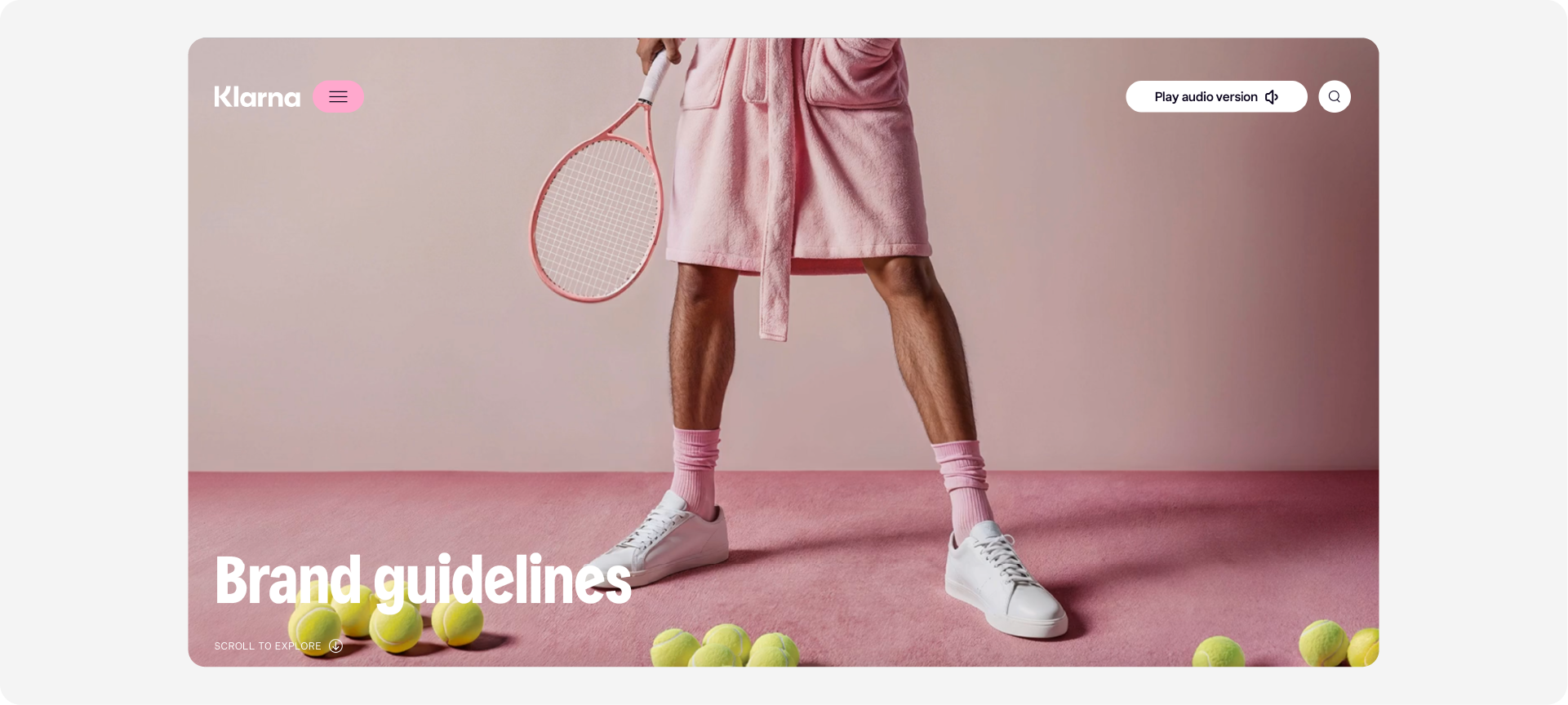 The Klarna brand site showing clear guidelines for partner badges and assets.