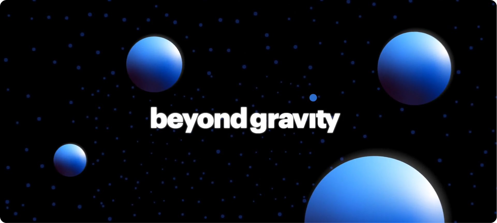 The futuristic brand guidelines for Beyond Gravity, showing their 3D logo.