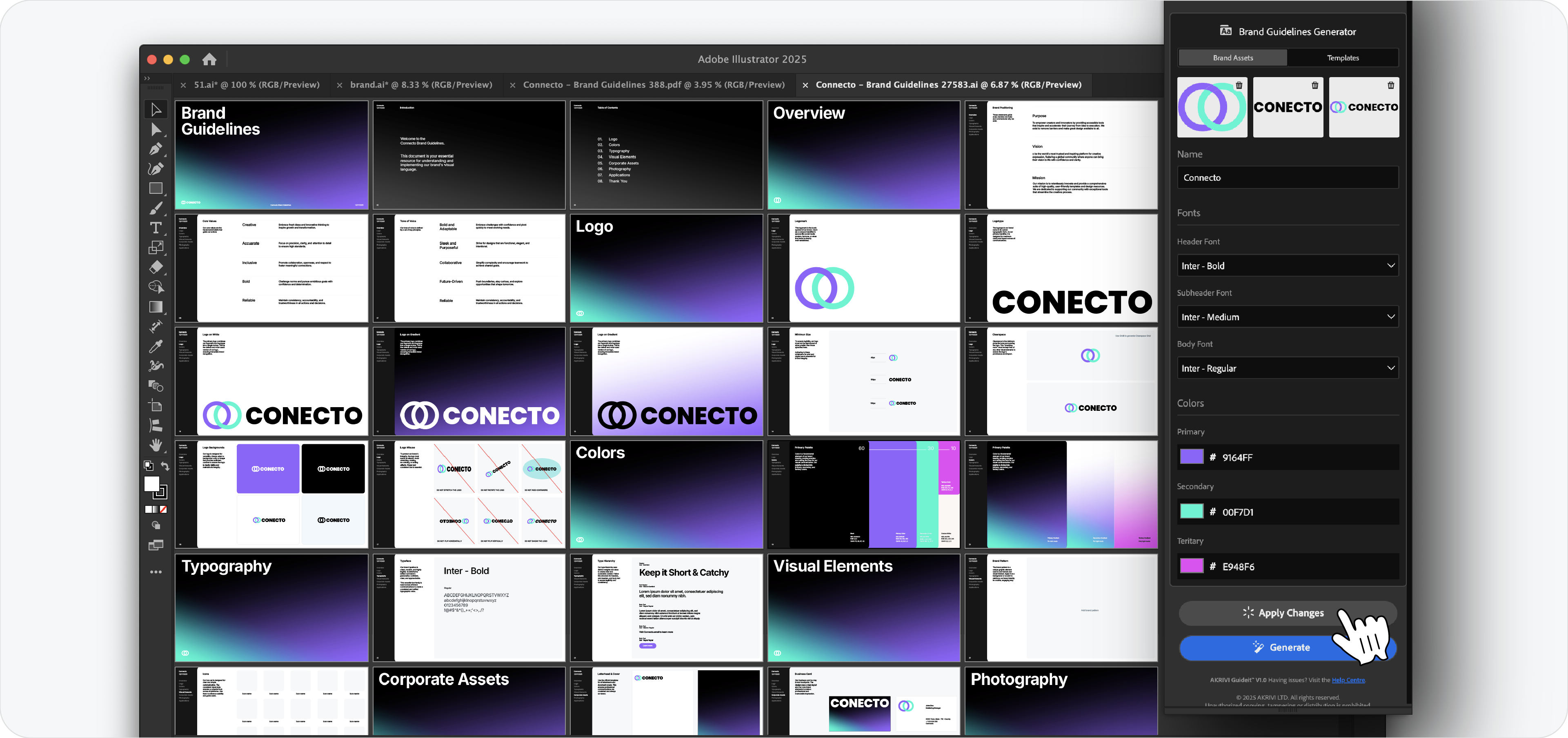 Clicking Apply Changes after assets re-upload and Updated Brand Guidelines in Adobe Illustrator