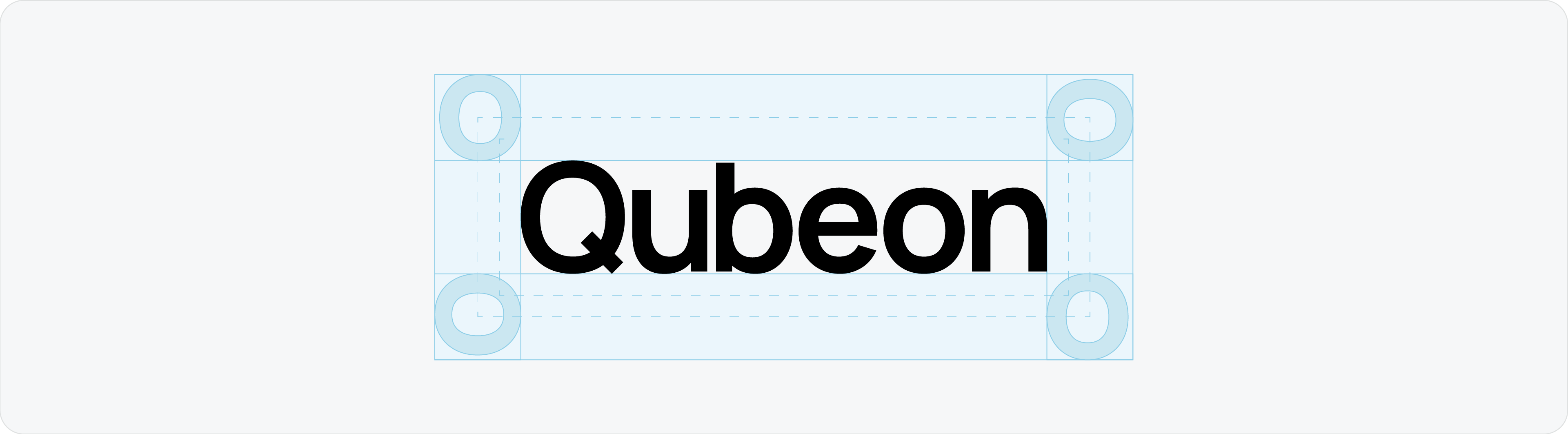 The final result of the visual relative method, showing the clearspace grid perfectly aligned to the wordmark after deleting the temporary duplicate letter.