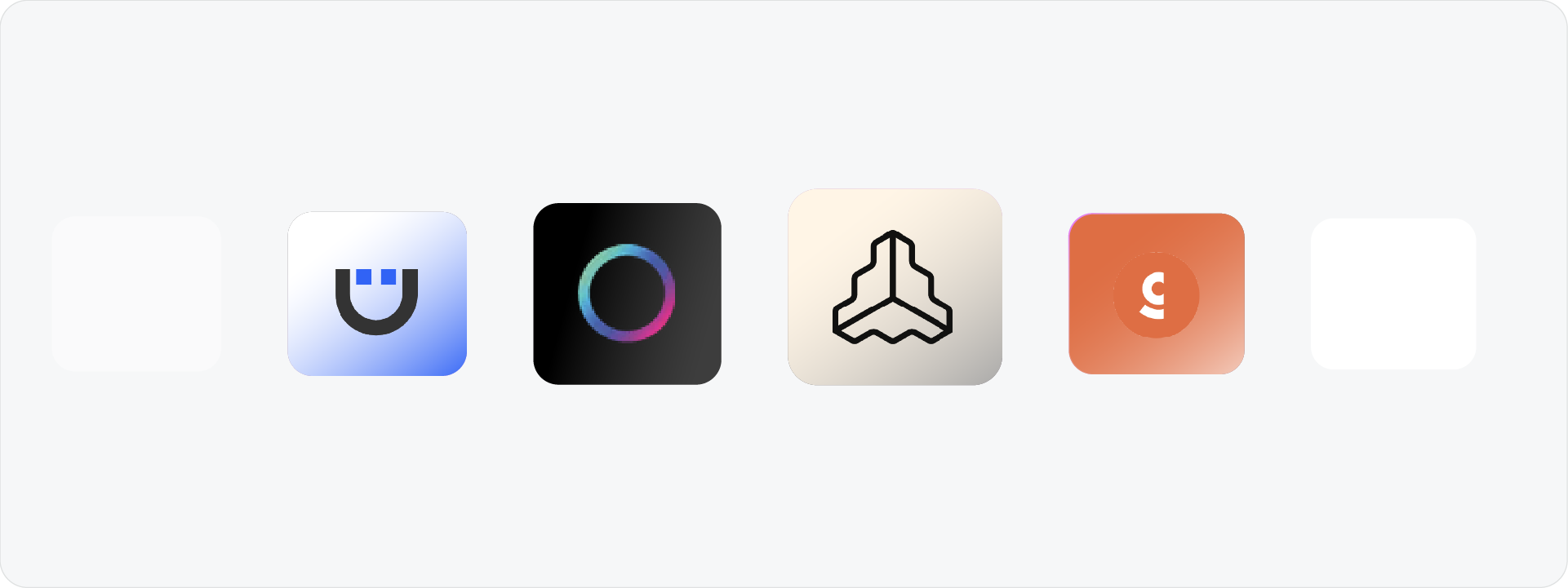 A row of app icons representing popular web-based brand guideline tools, symbolizing the disconnected workflow of browser-based platforms.