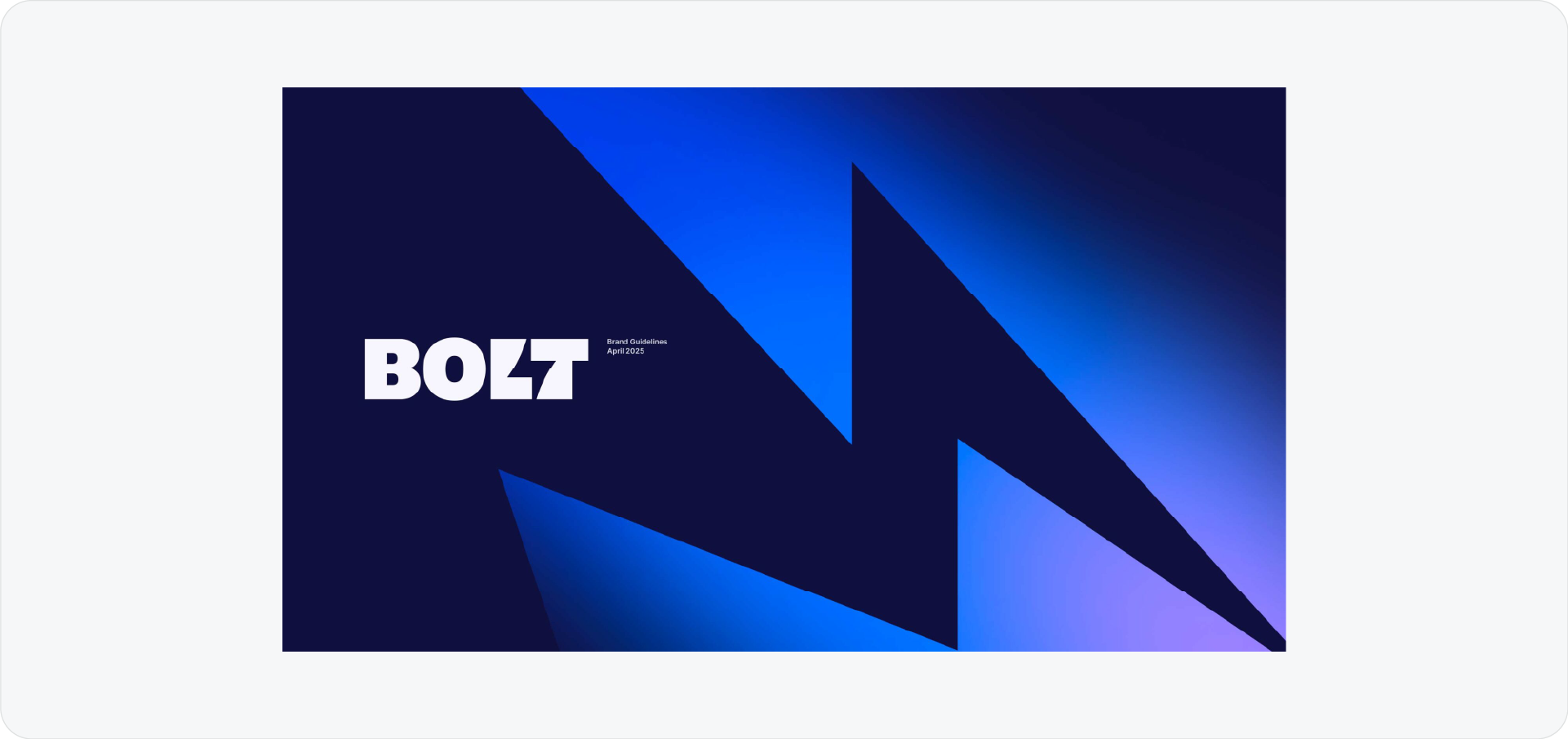 Cover of the Bolt brand guidelines featuring their signature green branding.