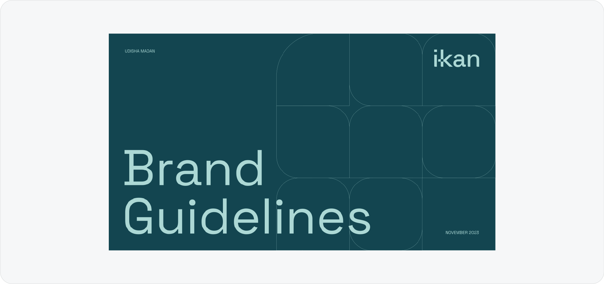 Ikan brand guidelines cover with a structured, corporate design system.