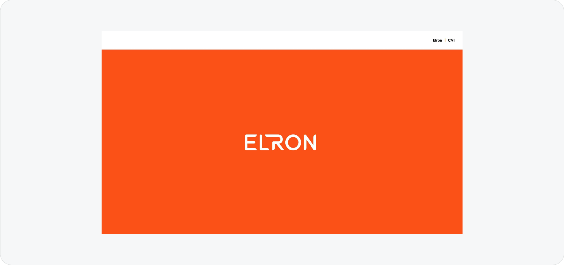 Elron brand guidelines cover showing a high-contrast tech identity."
