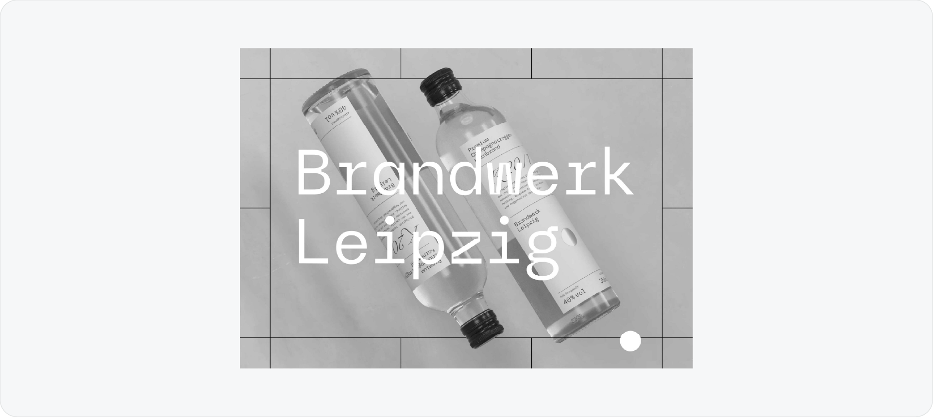 Brandwerk Leipzig brand guidelines page showing a technical grid over monochrome photography.