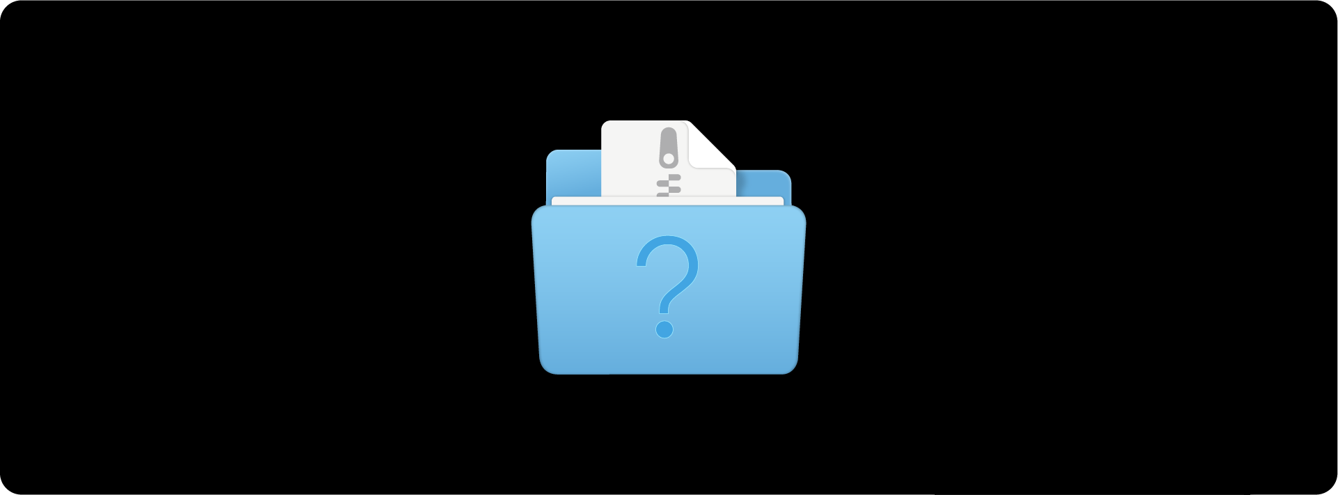 A folder icon with a question mark, symbolizing the uncertainty designers often feel when deciding how to organize logo files for delivery.