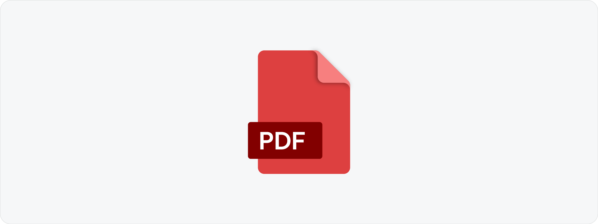 A red Portable Document Format (PDF) file icon, used for sharing high-quality brand documents and print-ready logo assets.