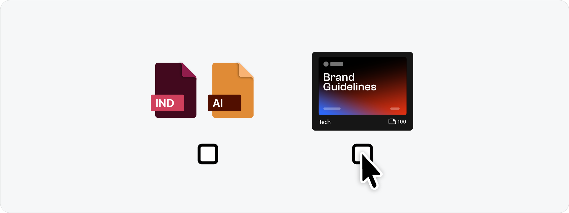 A  graphic comparing manual design files (InDesign and Illustrator) with an automated brand guidelines template selection, highlighting the shift toward design automation.