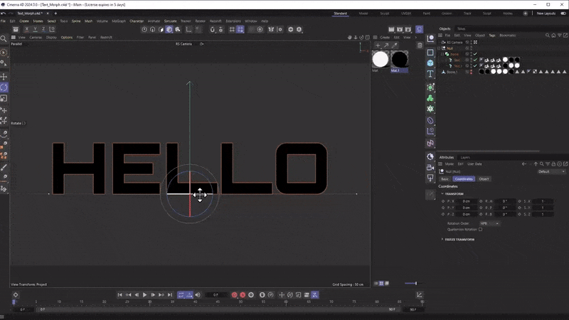 3D animated text in Cinema 4D example