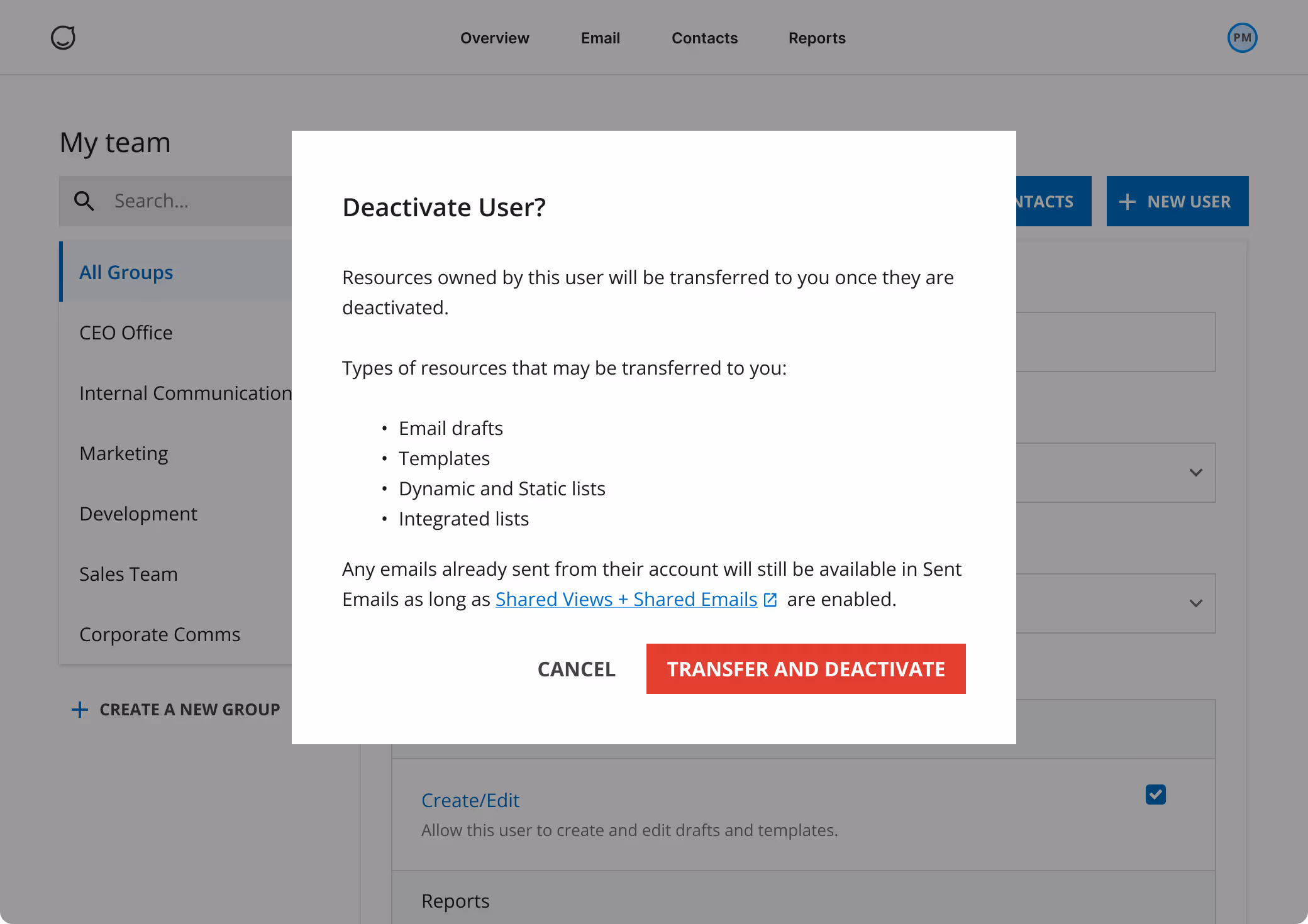 A send page with the display email dropdown opened and a cursor hovering on a list item.