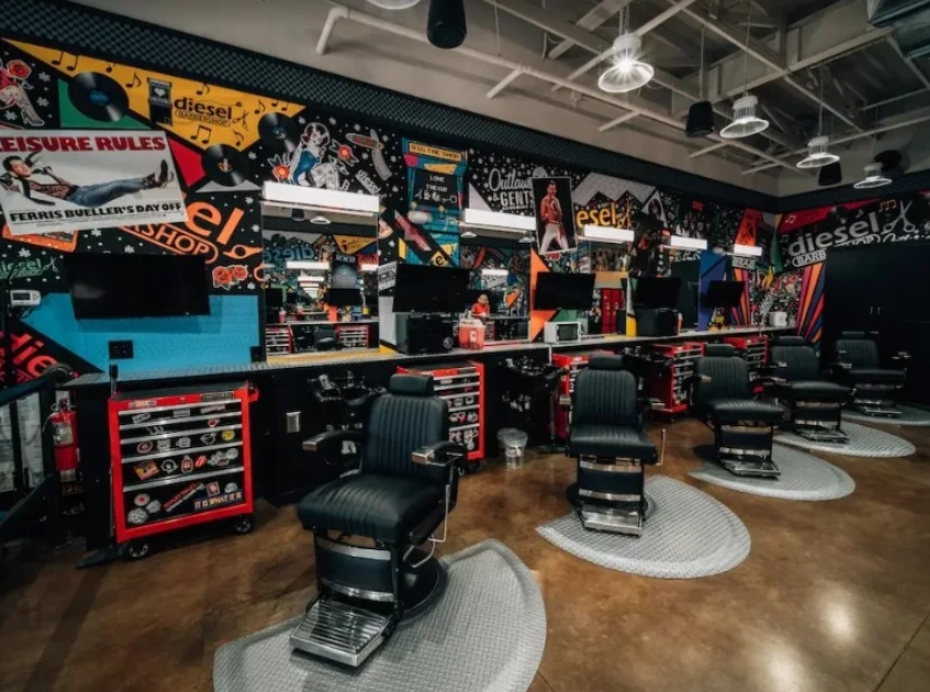 Diesel barbershop chairs and shop layout