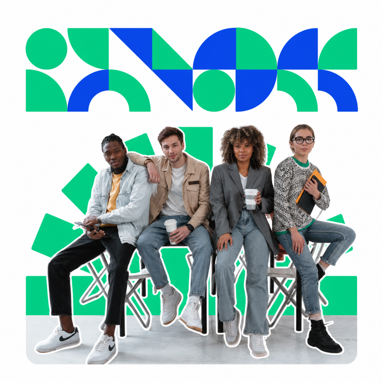 Four software developers seated together
