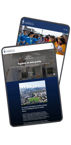 The campaign platform shown on a tablet and a phone