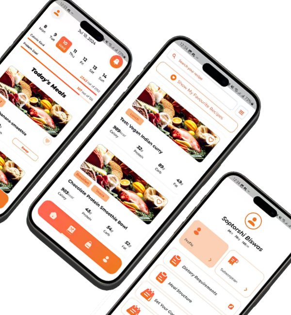 InCheck Fitness nutrition app screens