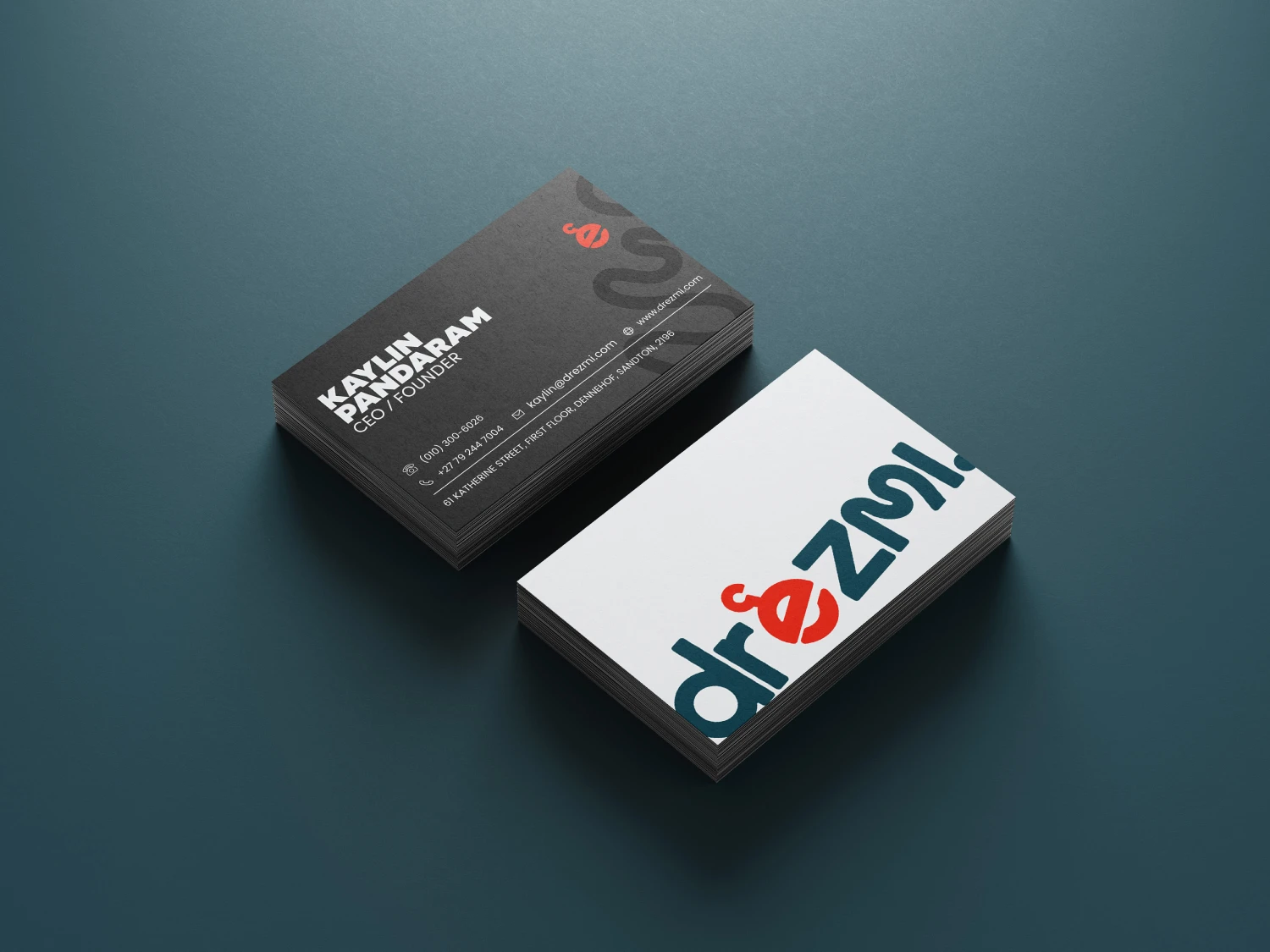 Drezmi's business cards designed by Softserve
