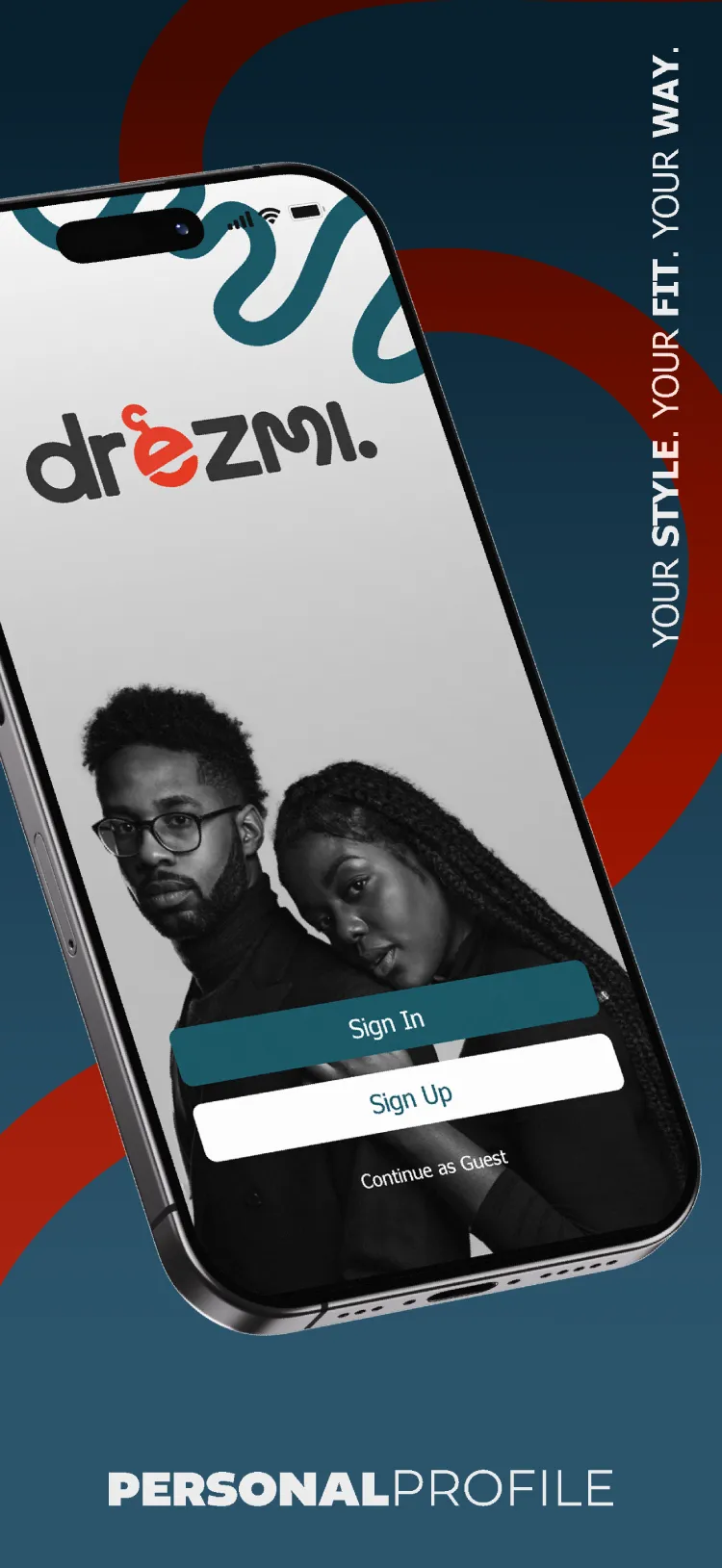 The welcome screen of the Drezmi app