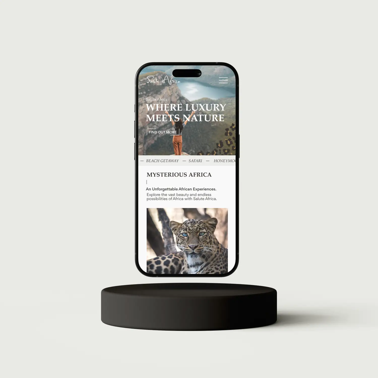 Salute Africa's brand new website on a mobile device