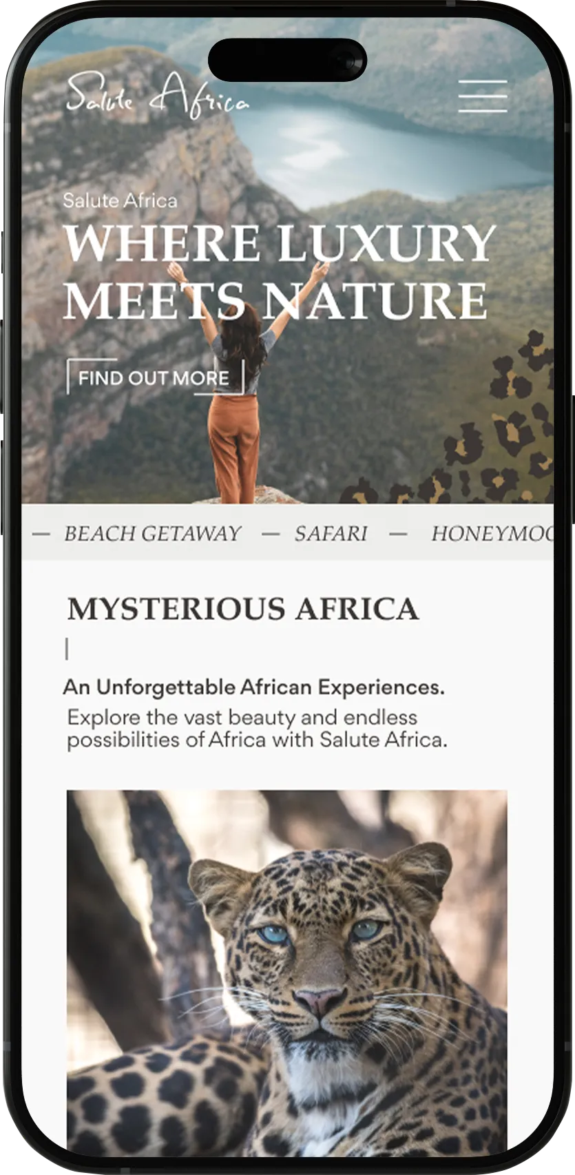 Salute Africa's brand new website on a mobile device