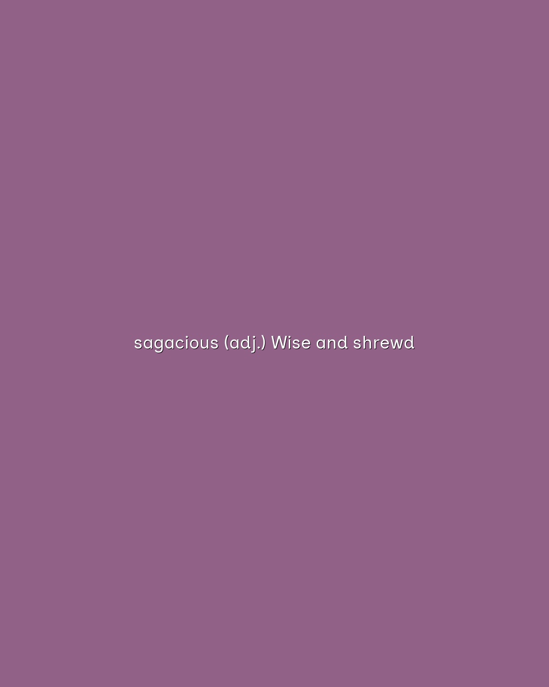 sagacious (adj.) wise and shrewd
