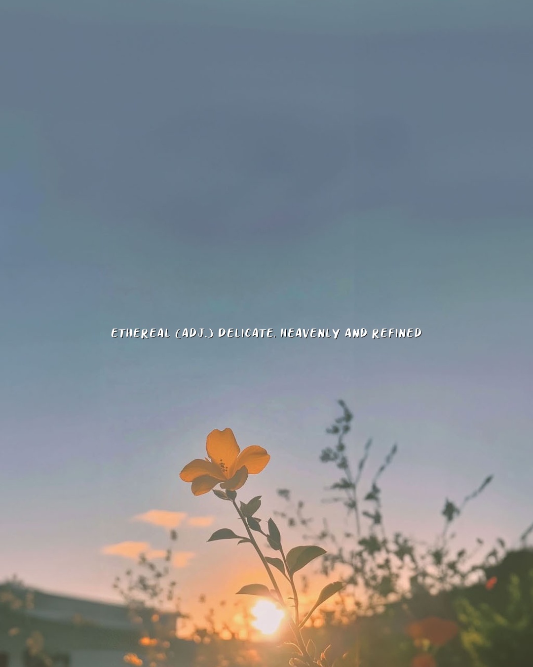 ethereal (adj.) delicate, heavenly and refined