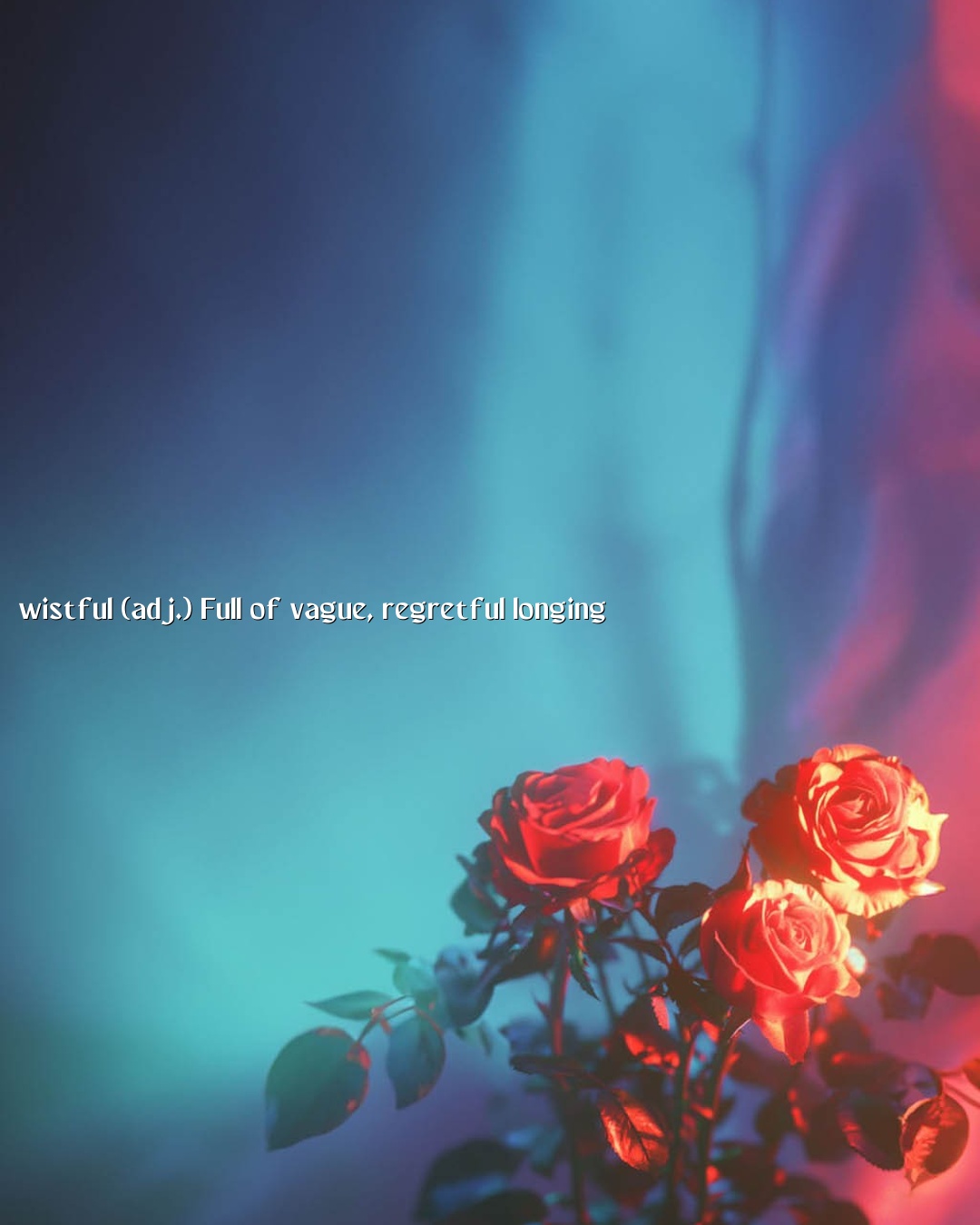 wistful (adj.) full of vague, regretful longing