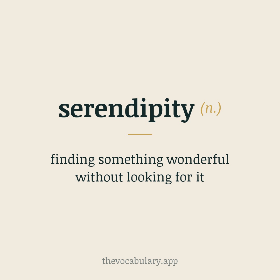 serendipity — finding something wonderful without looking for it