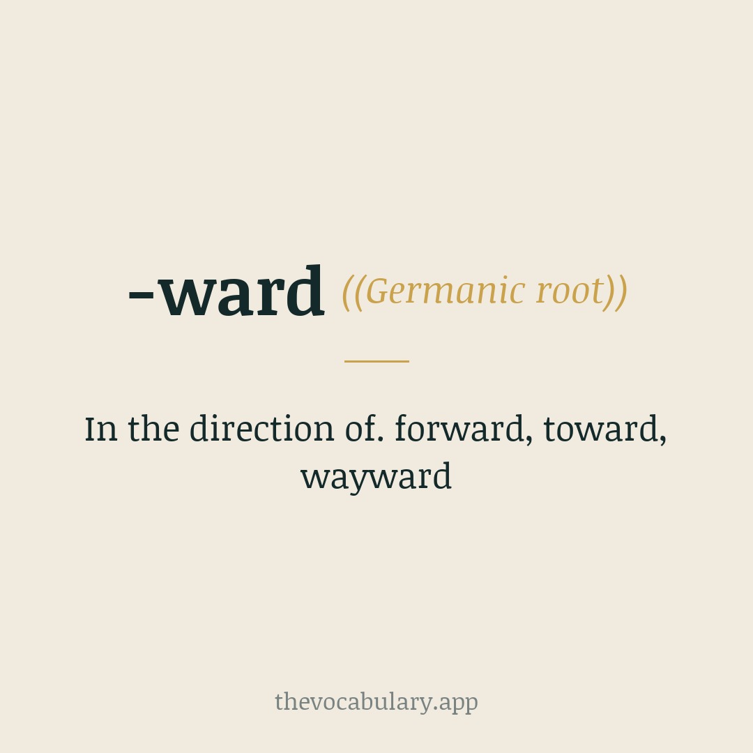 -ward means turned in the direction of