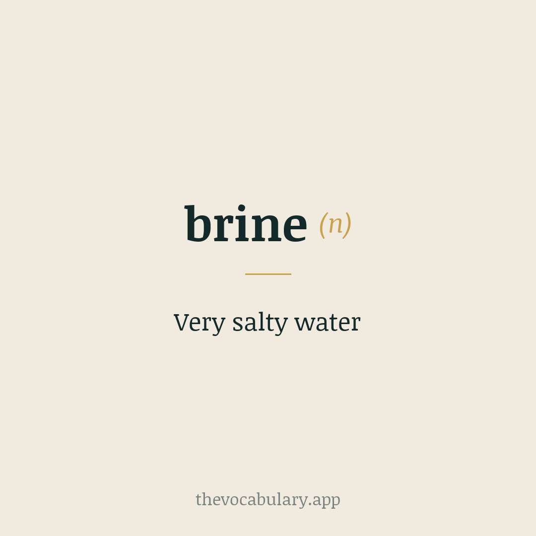 Very salty water — From Middle English, from Old English brȳne and akin to Middle Dutch brīne.