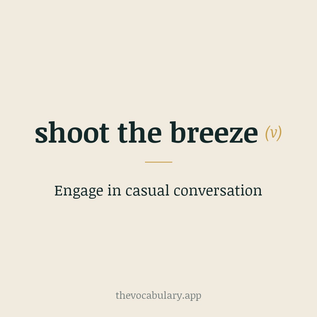 Engage in casual conversation — US slang early 1900s; “shoot” = talk idly, originally variant of “shoot the bull”.