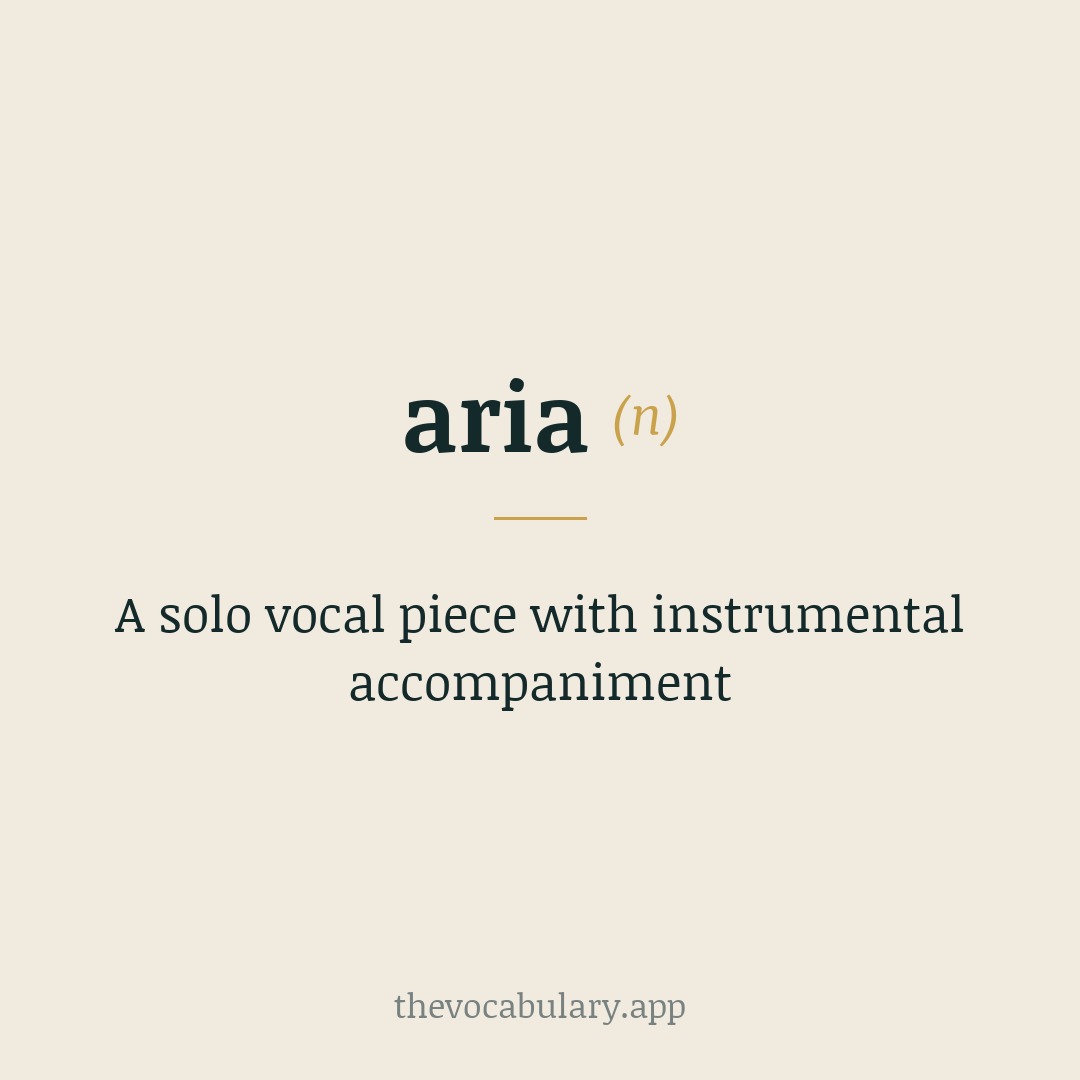 A solo vocal piece with instrumental accompaniment — From Italian meaning 'atmospheric air', a modification of Latin aer.