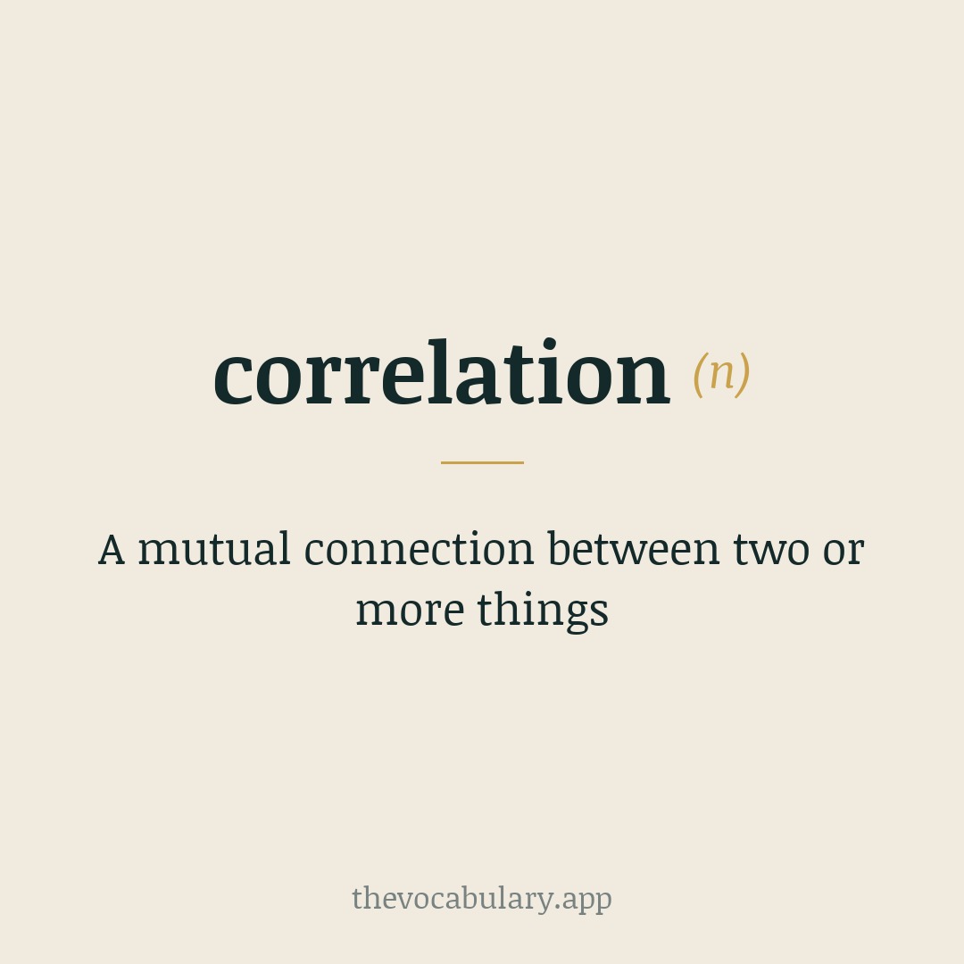A mutual connection between two or more things — Borrowed from Medieval Latin correlation-, correlatio, from Latin com- + relation-, relatio relation.