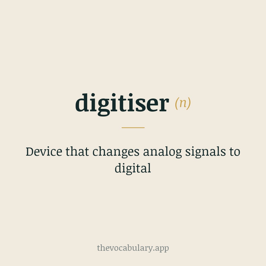 Device that changes analog signals to digital — From 'digit' (Latin 'digitus') + '-iser' suffix.