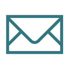 Blue envelope icon representing email or mail communication.
