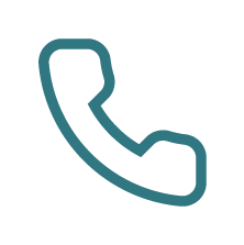 Groenblauwe telefoonhoorn-icoon.