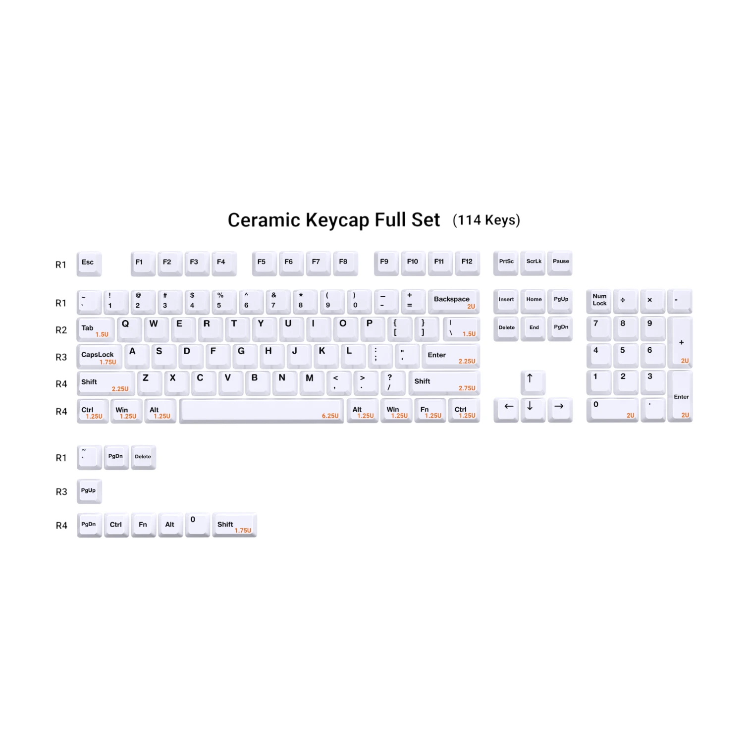 Cerakey Crazed White Blanks (A+B+C) - кейкапи для механічних клавіатур